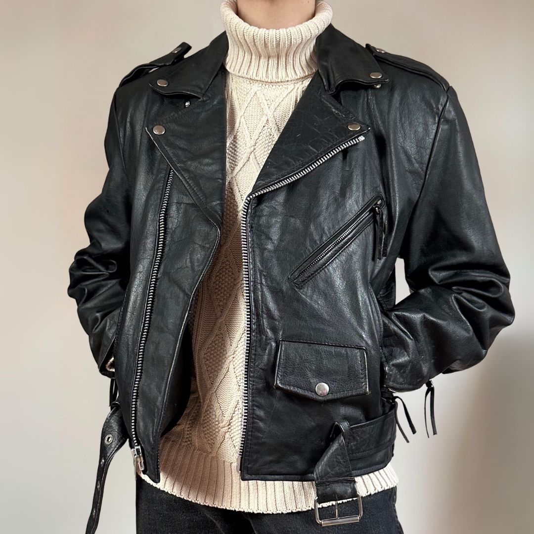 90s Vintage Leather Jacket UK10