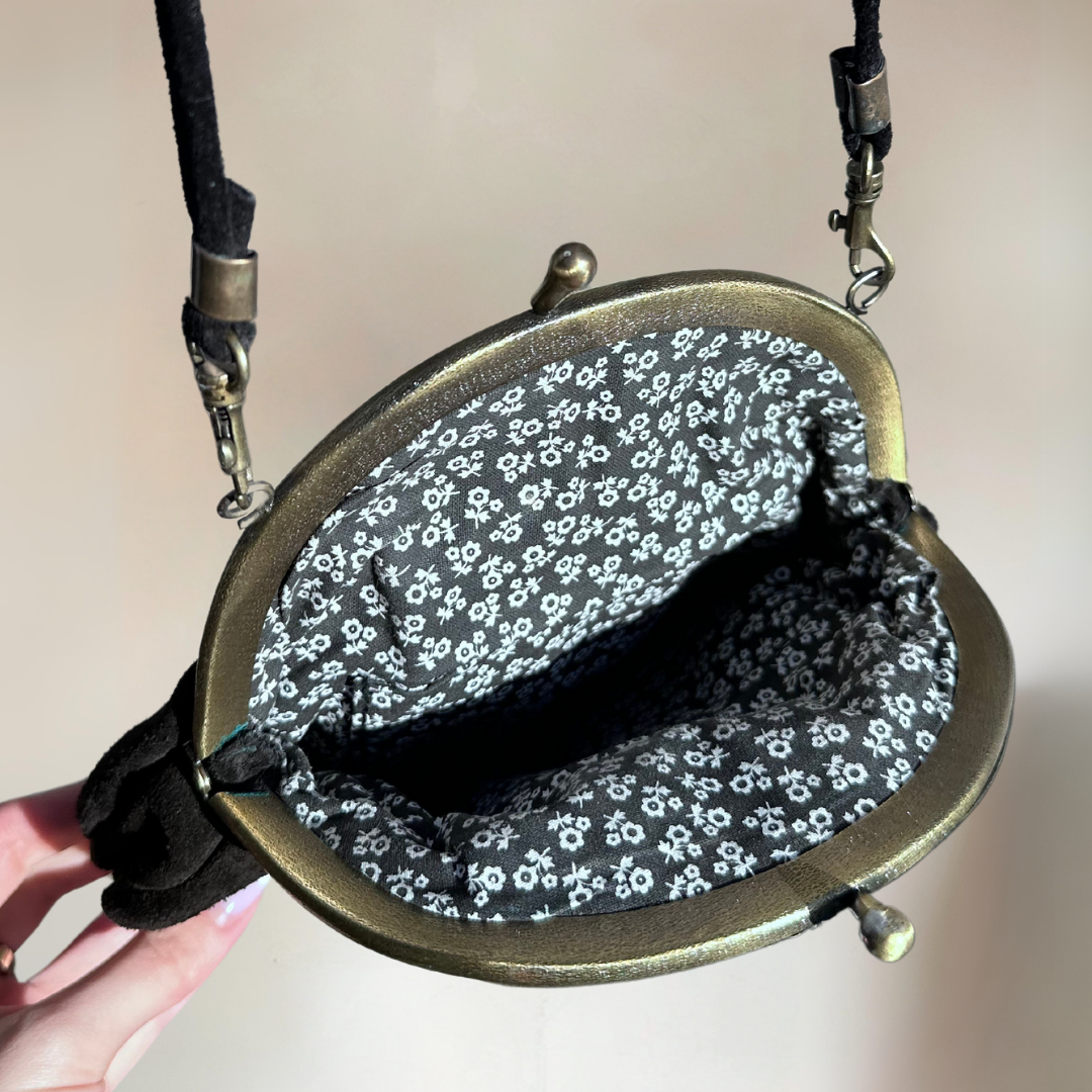 Gothic Black Velvet Vintage Bag