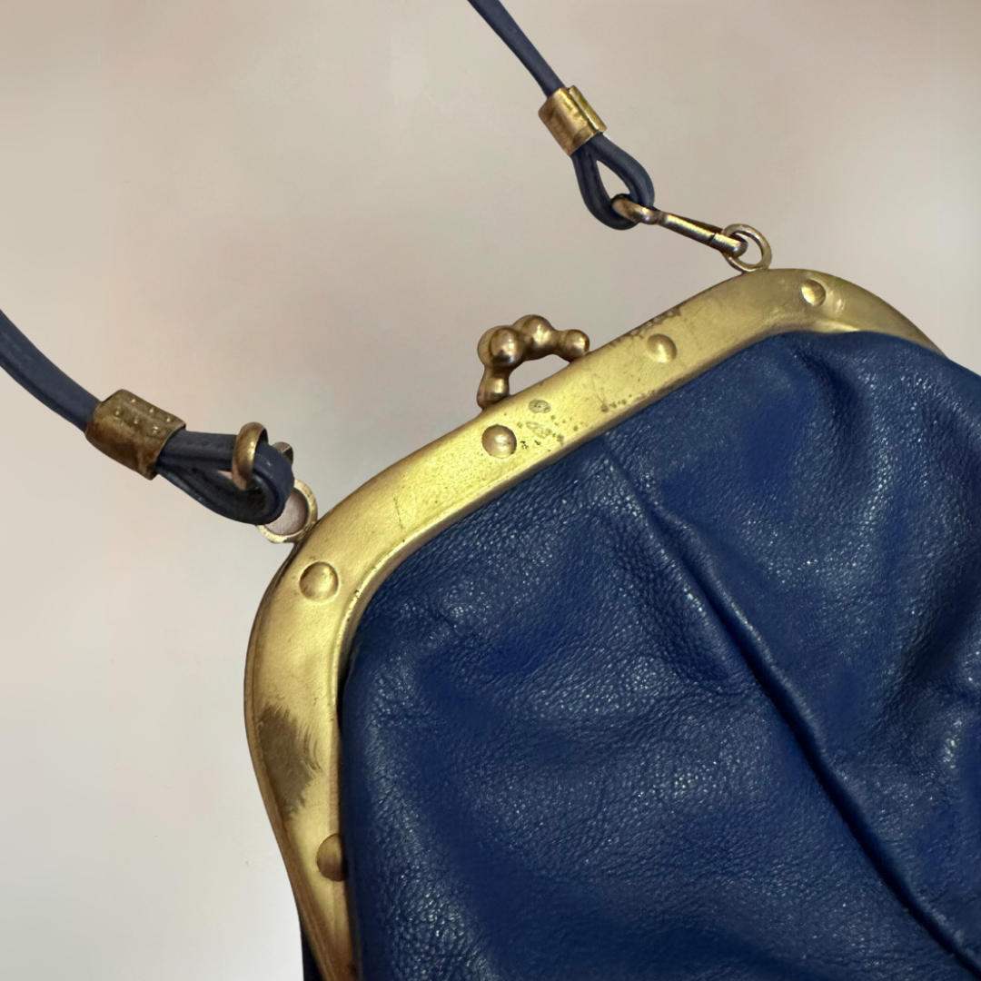 Royal Blue Vintage Leather Handbag