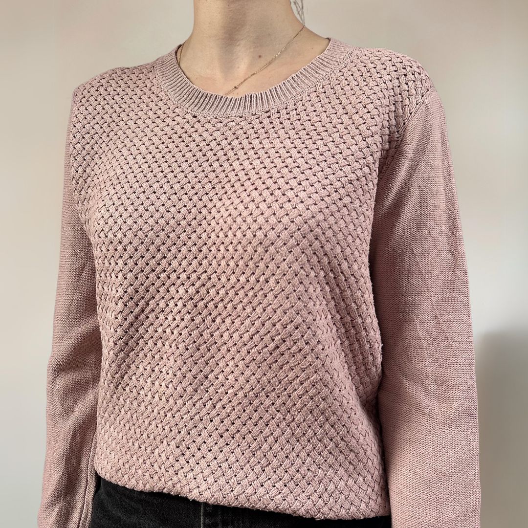 Cable Knit Pink Jumper UK14