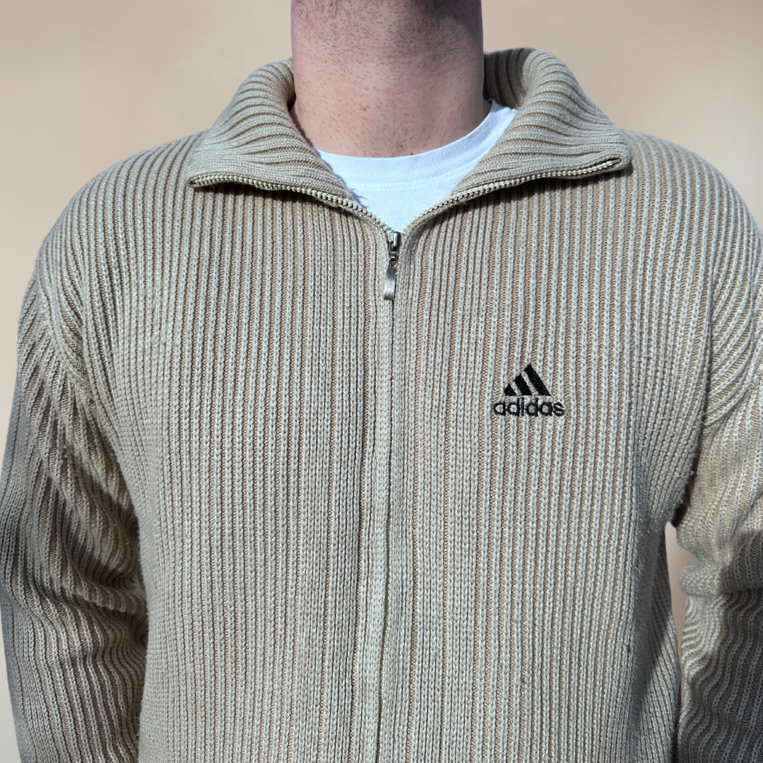 90s Adidas Nude Mens Zip Up Jumper Size XL