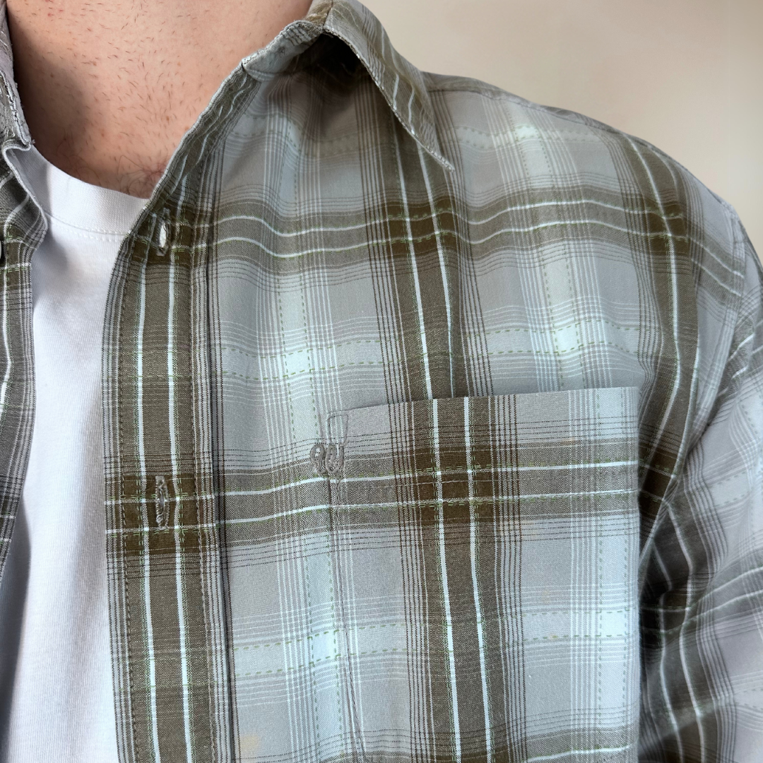 Wrangler Mens Green Plaid Shirt Size L
