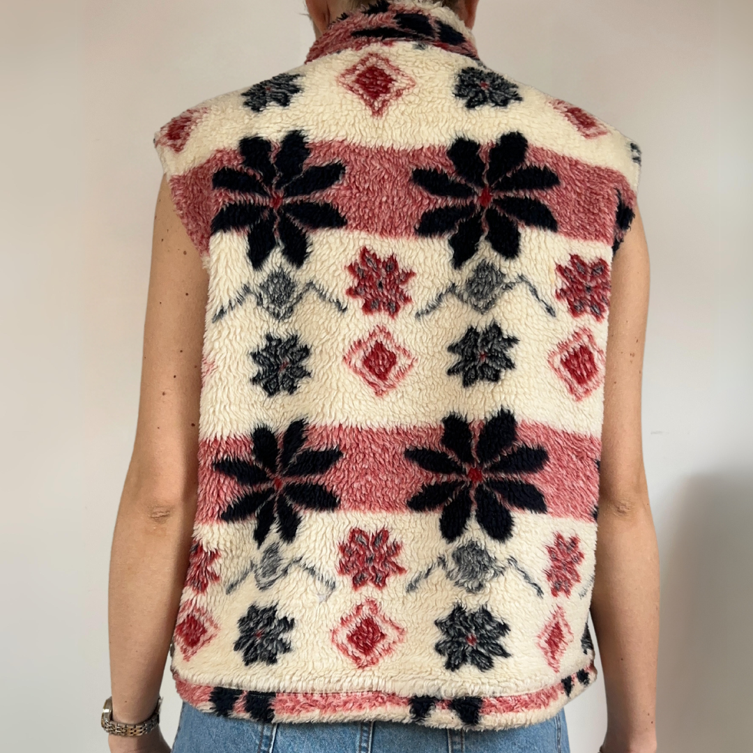 Cream Sleeveless Vintage Fleece Size UK8