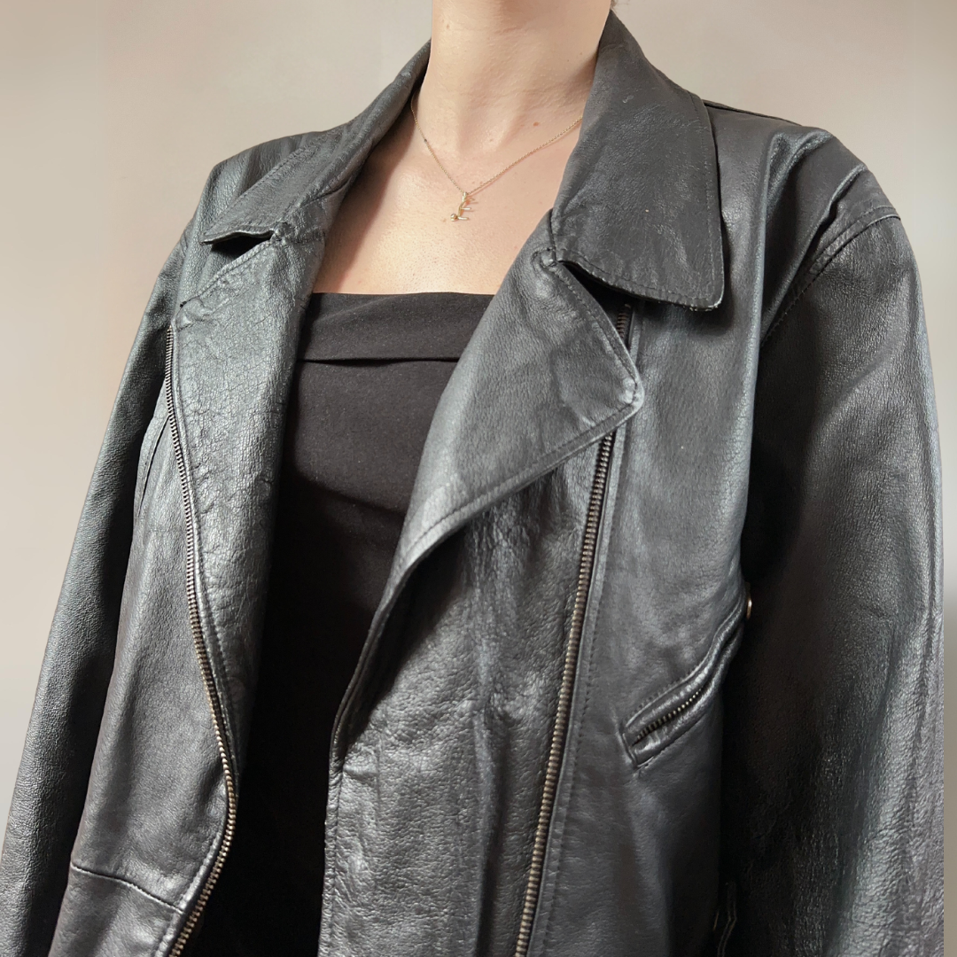 Belted Vintage Leather Jacket SIze UK10