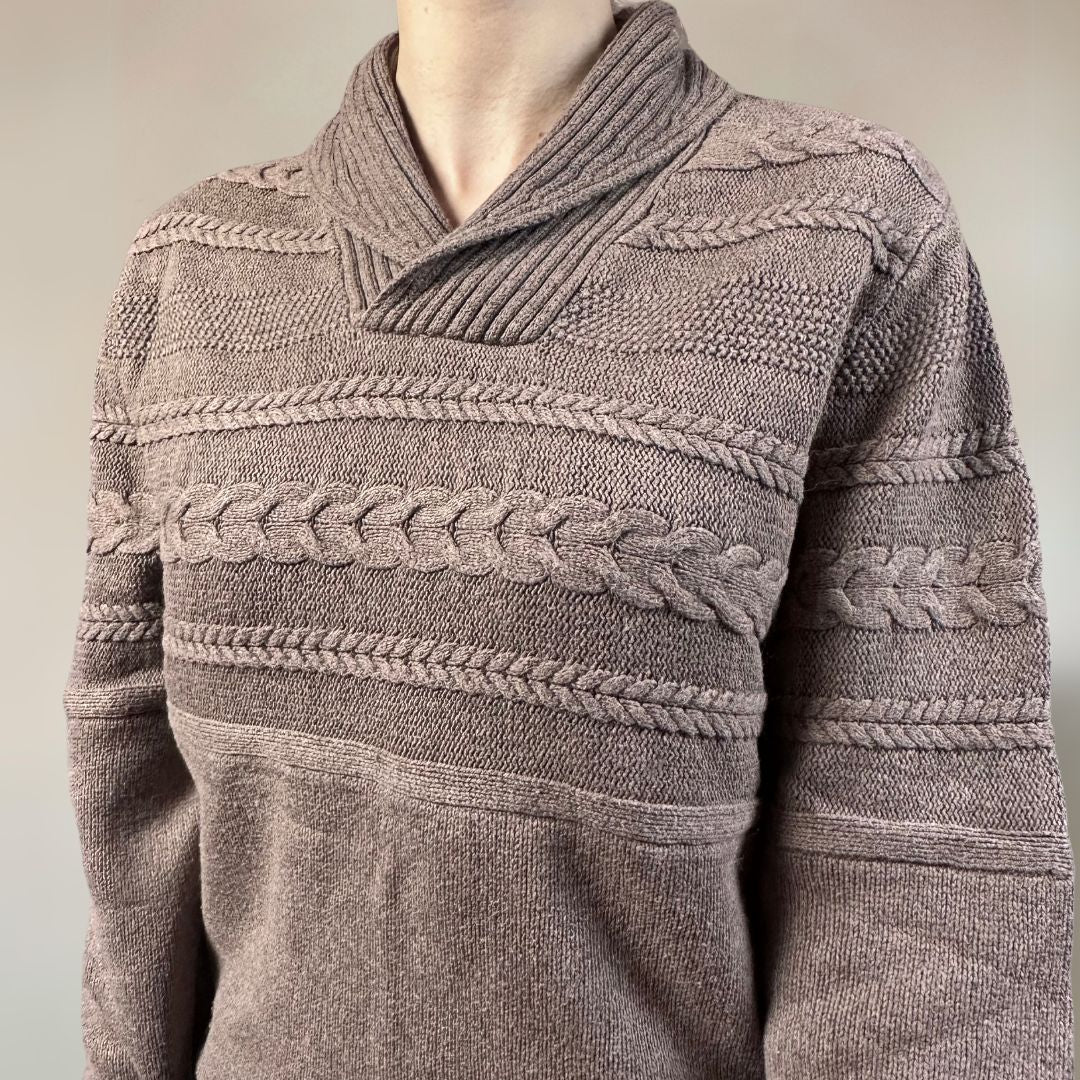 Cable Knit Neutral Vintage Jumper UK12
