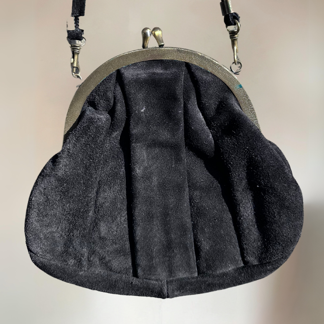 Gothic Black Velvet Vintage Bag