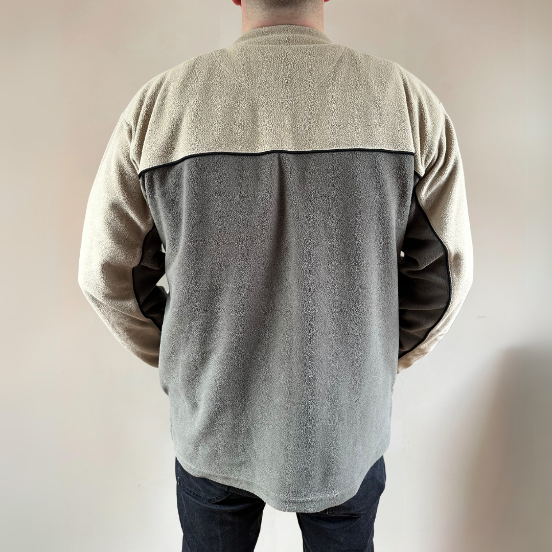90s Two Toned Khaki Vintage Mens Fleece Size L