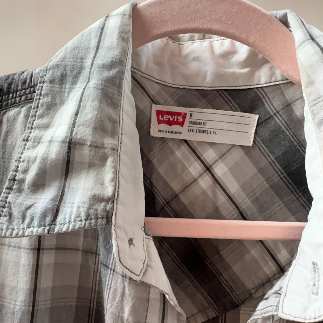 Levi's Y2K Mens Plaid Short Sleeved Shirt Size M