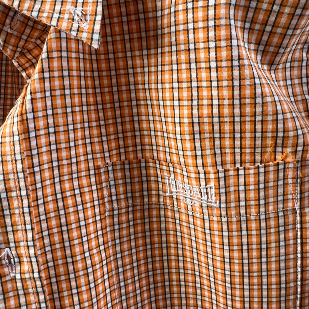Y2K Lonsdale Orange Checked Mens Shirt Size M
