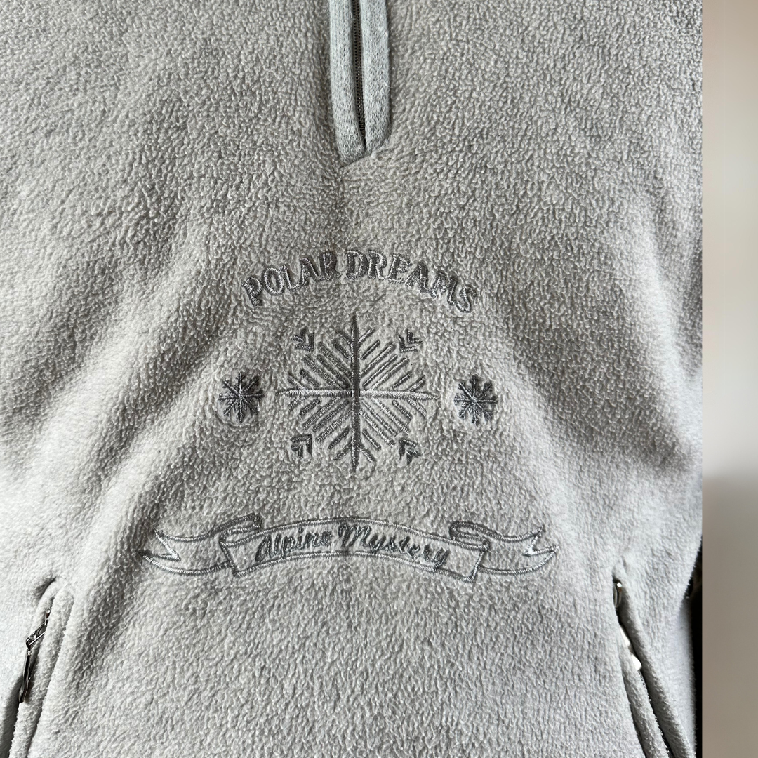 Grey Embroidered Vintage Mens Fleece Size L