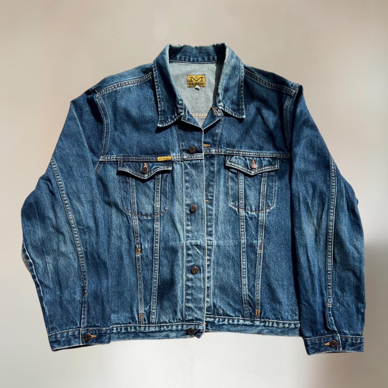 70s Vtg Maverick Denim Trucker Jean Jacket Worn 48 XL Fleece