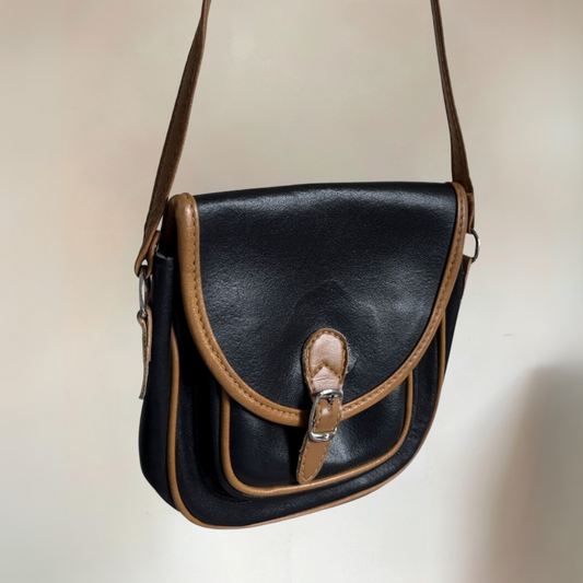 Black & Tan Vintage Leather Handbag