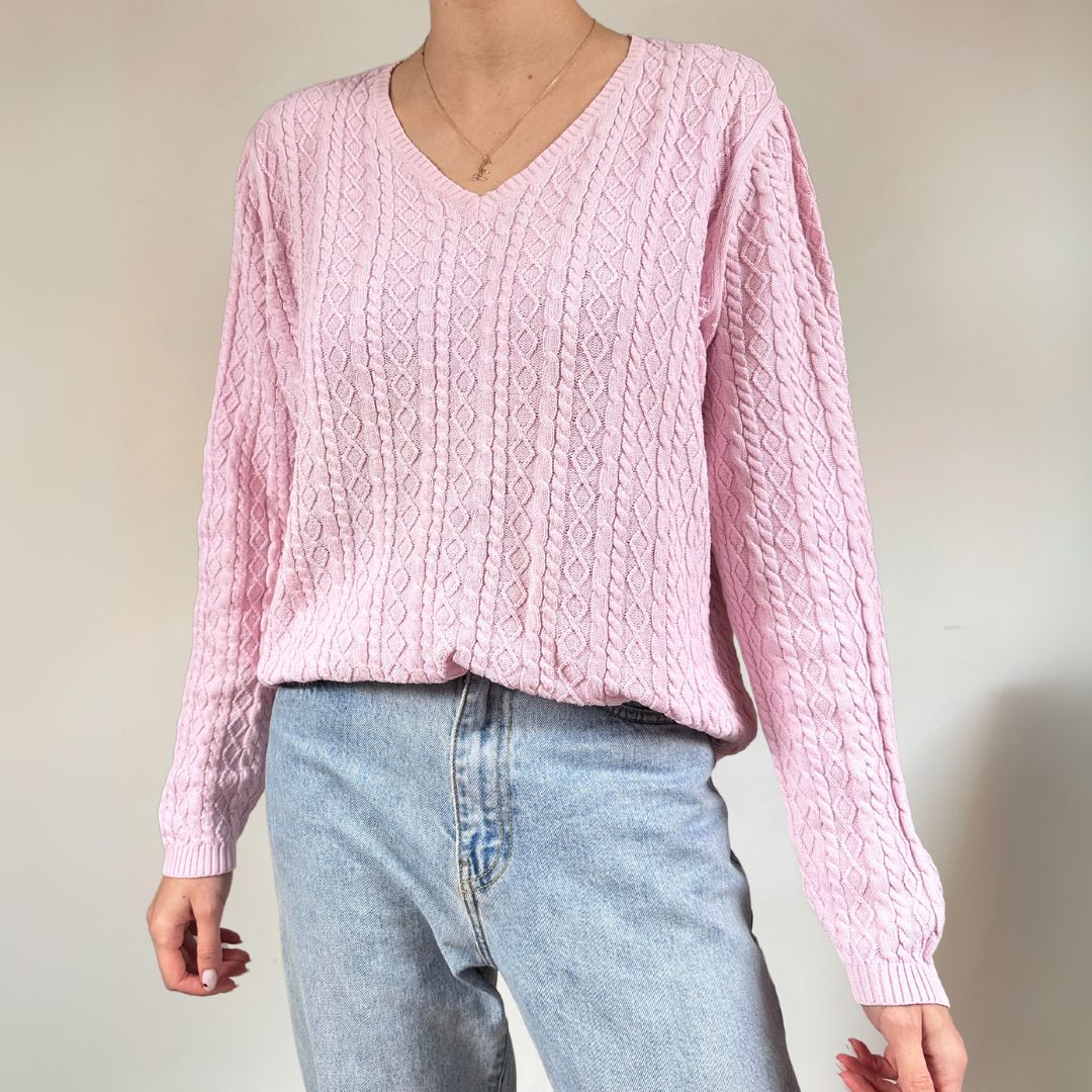 Pink Cable Knit Jumper UK14