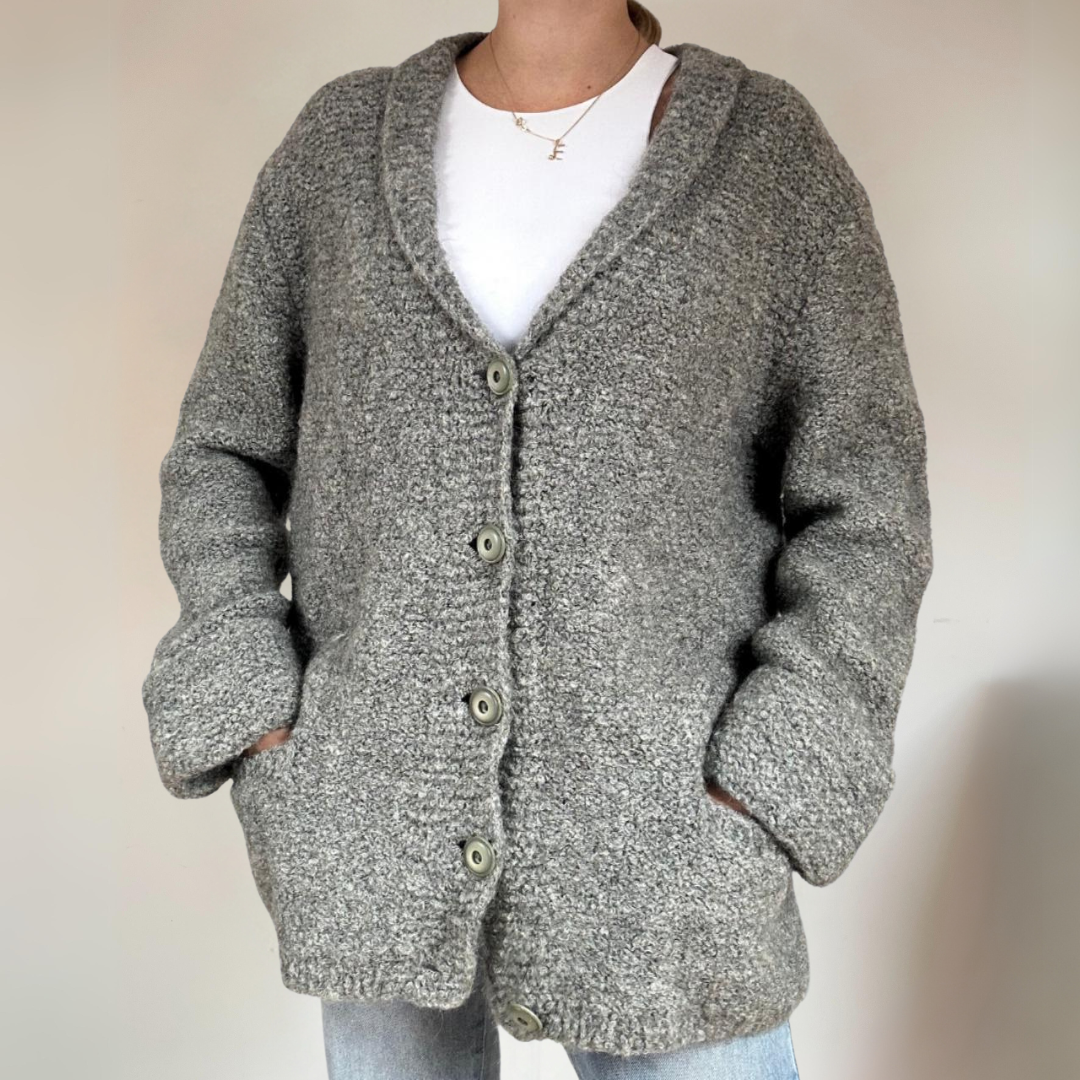 Grey Cosy Cardigan UK14