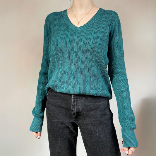 Cable Knit Turquoise Jumper UK14