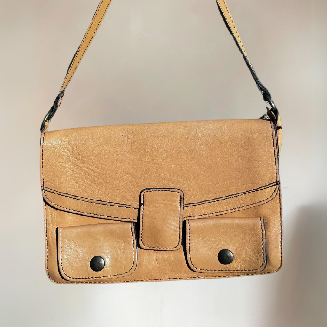 Tan Rectangle Vintage Bag