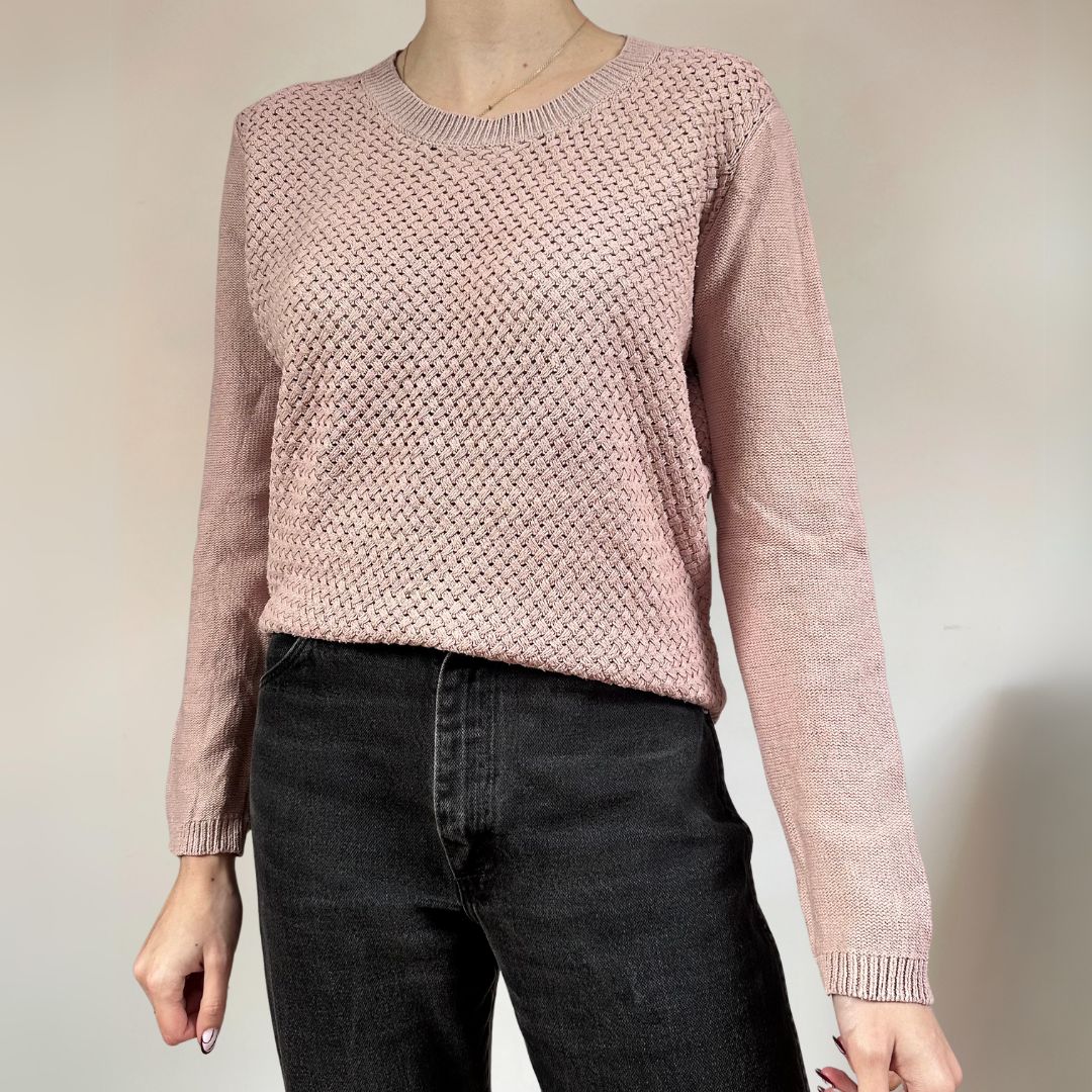 Cable Knit Pink Jumper UK14