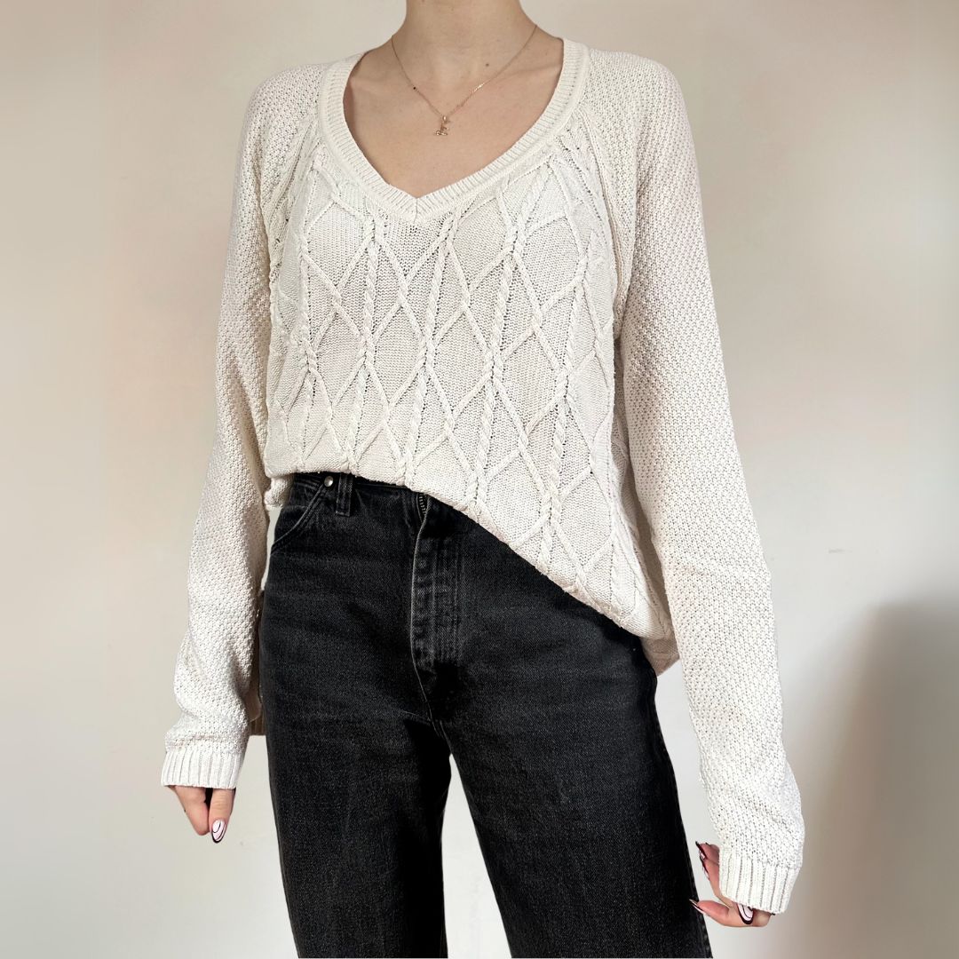 Cable Knit Cream Jumper UK18