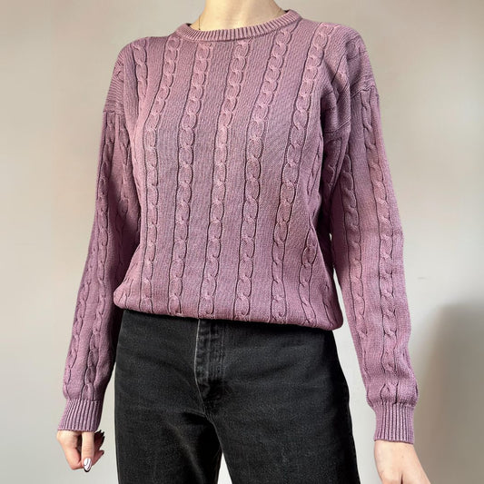 Cable Knit Purple Vintage Jumper UK10