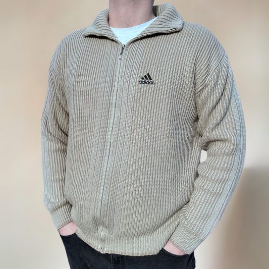 90s Adidas Nude Mens Zip Up Jumper Size XL