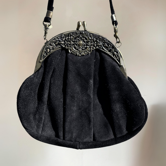 Gothic Black Velvet Vintage Bag