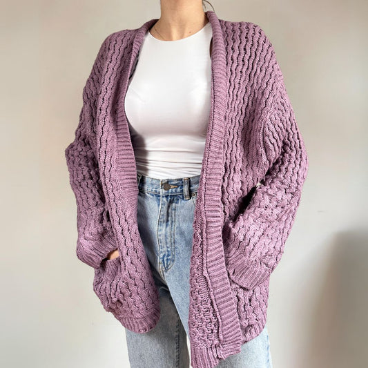 Chunky Lilac Cardigan UK18