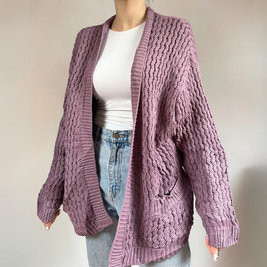 Chunky Lilac Cardigan UK18