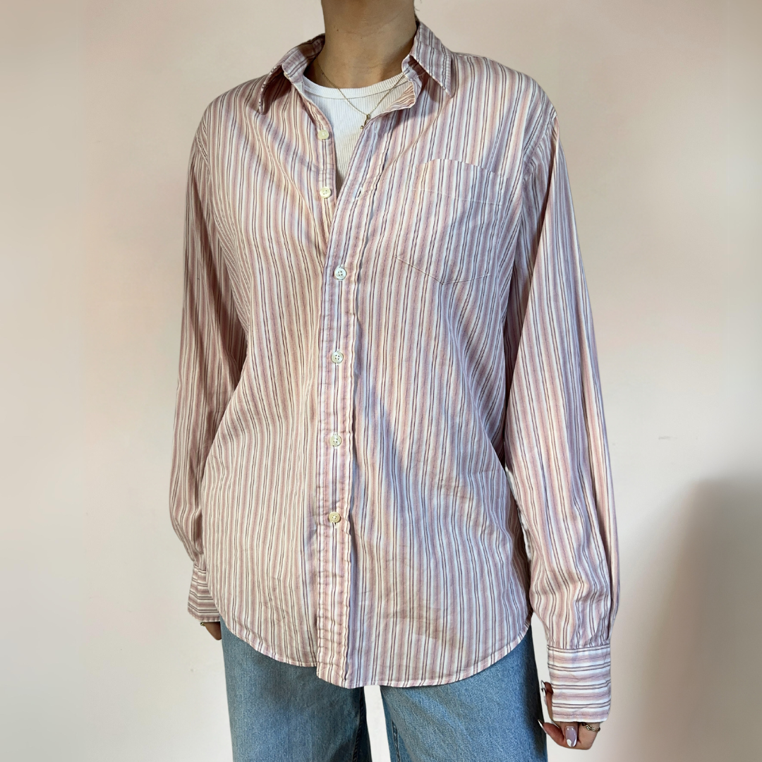 Ralph Lauren Pink Striped Mens Shirt Size M