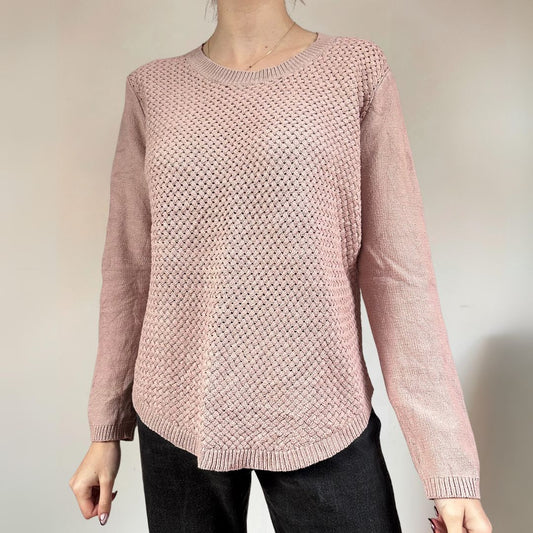 Cable Knit Pink Jumper UK14