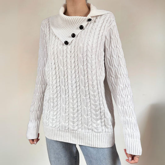 White Cable Knit Jumper UK14