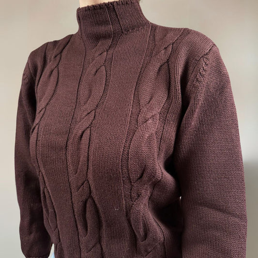 High Neck Brown Knit Jumper UK8