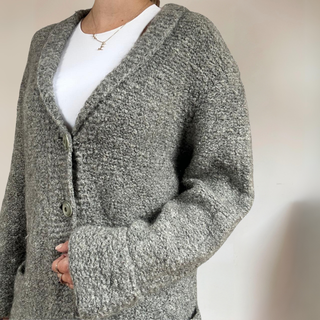 Grey Cosy Cardigan UK14