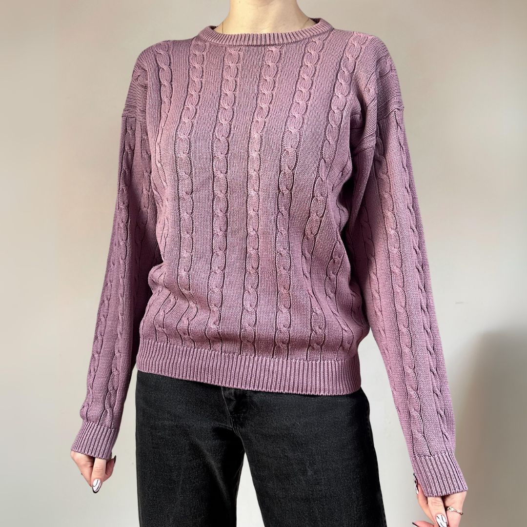 Cable Knit Purple Vintage Jumper UK10