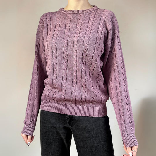 Cable Knit Purple Vintage Jumper UK10