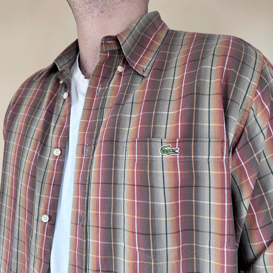 Lacoste Autumnal Plaid Mens Shirt Size XL