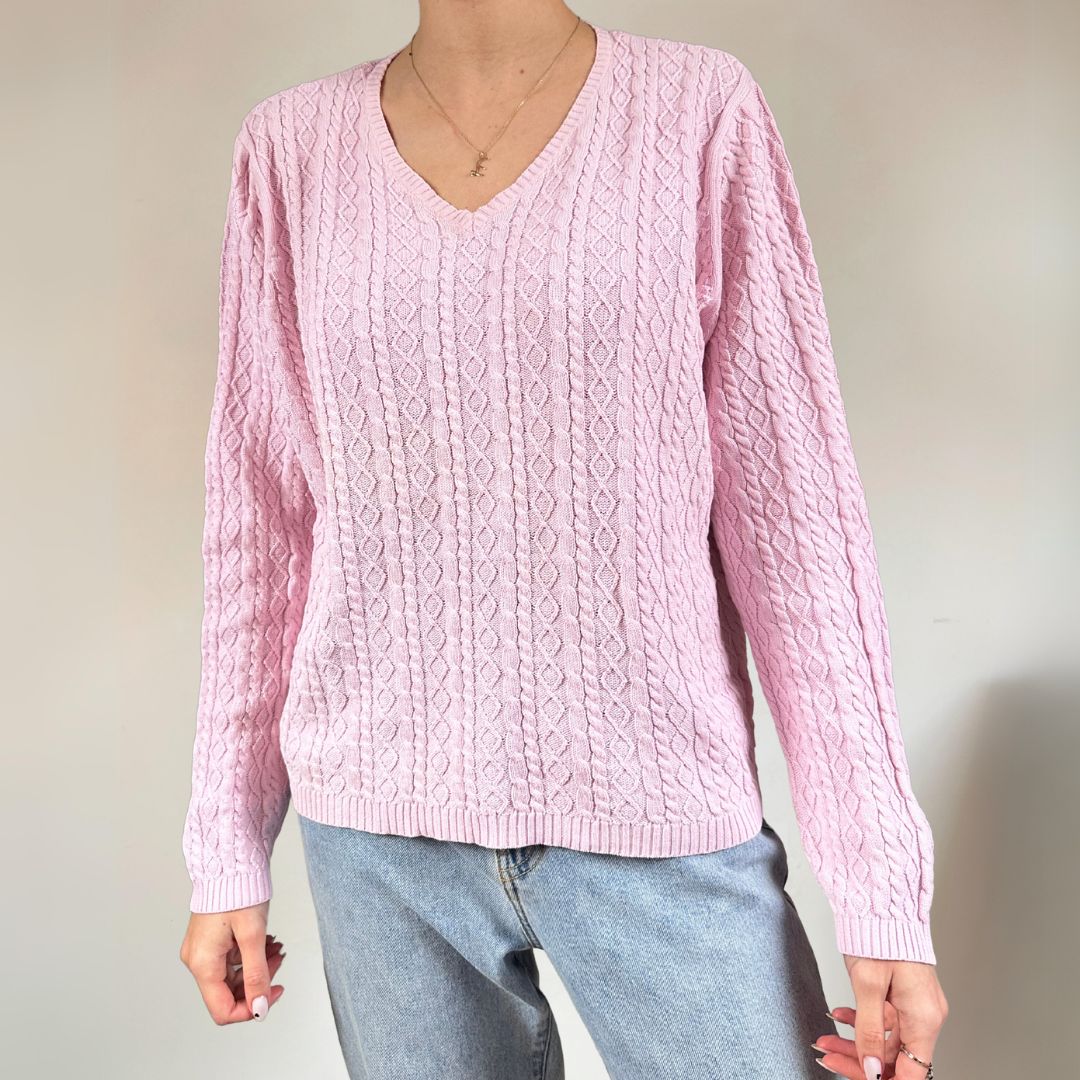 Pink Cable Knit Jumper UK14