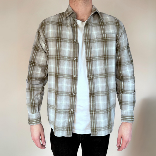 Wrangler Mens Green Plaid Shirt Size L
