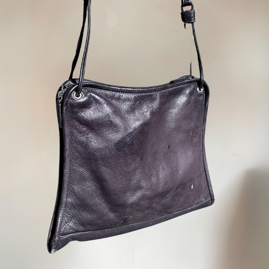 Square Brown Vintage Leather Shoulder Bag