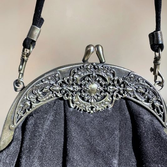 Gothic Black Velvet Vintage Bag