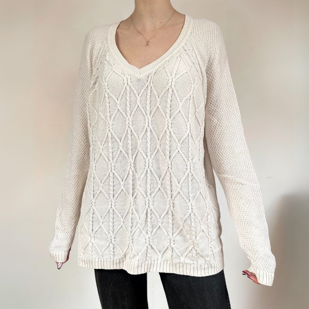 Cable Knit Cream Jumper UK18