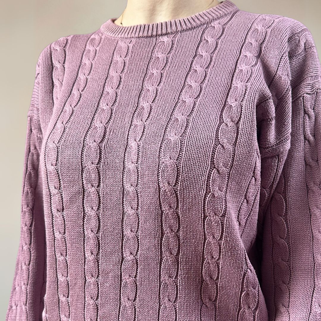 Cable Knit Purple Vintage Jumper UK10