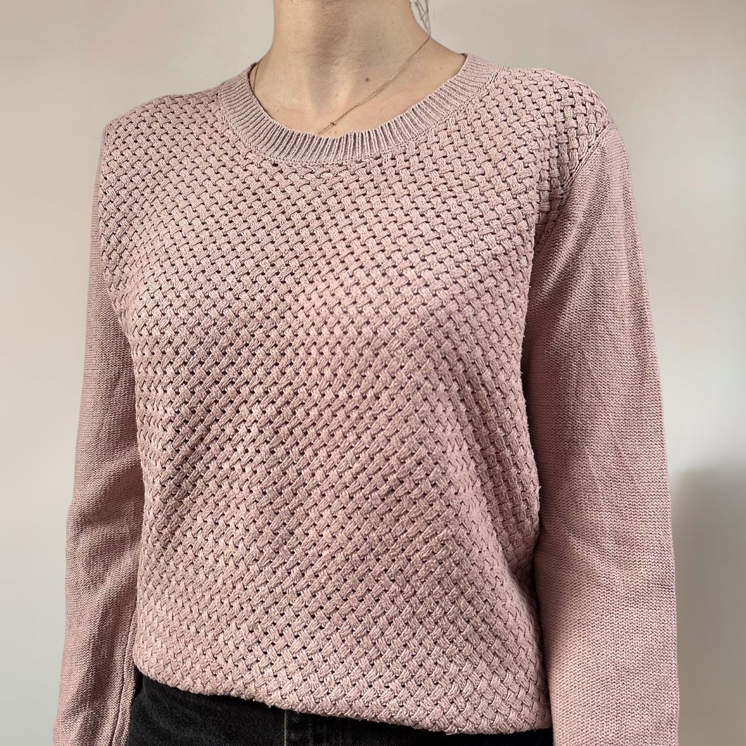 Cable Knit Pink Jumper UK14