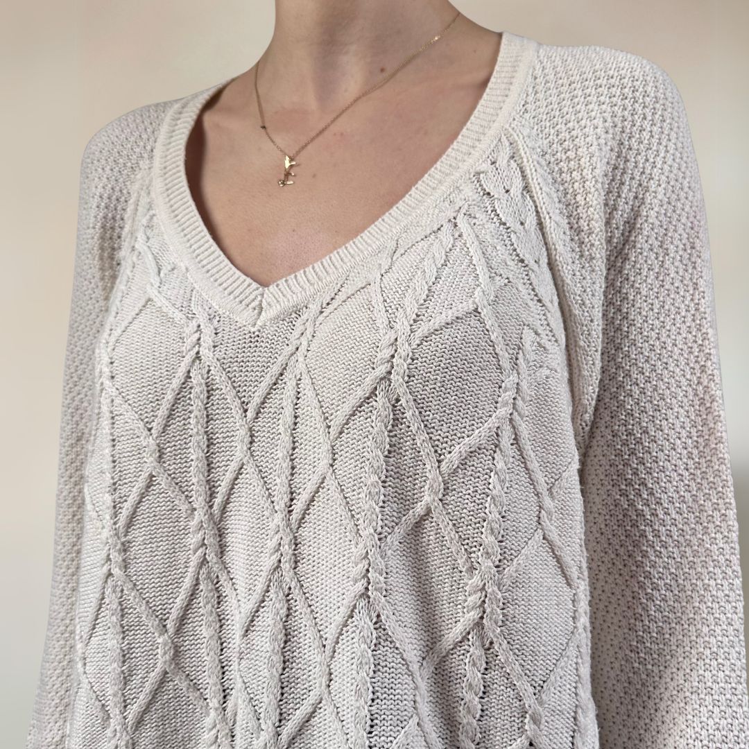 Cable Knit Cream Jumper UK18