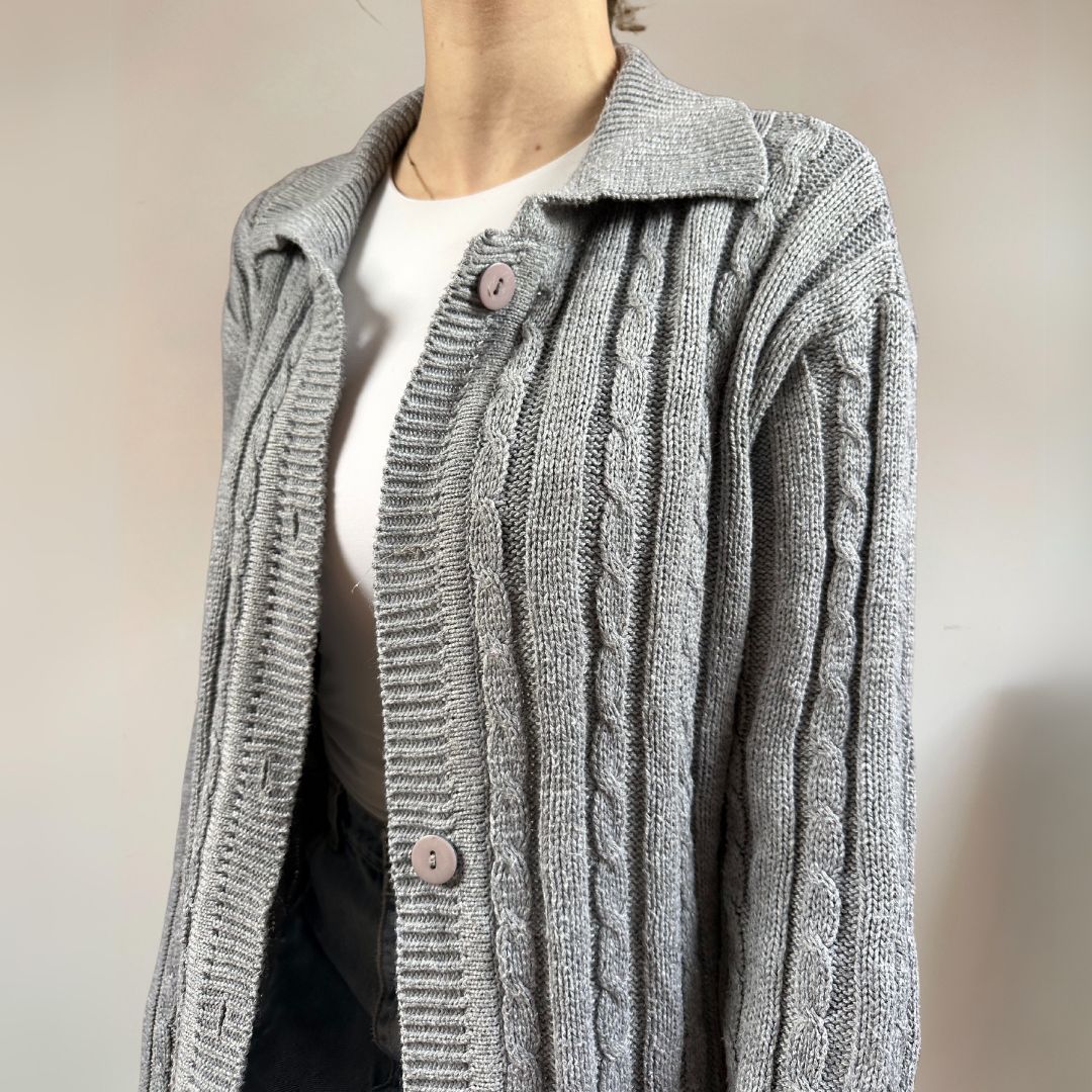 Long Grey Cardigan UK12