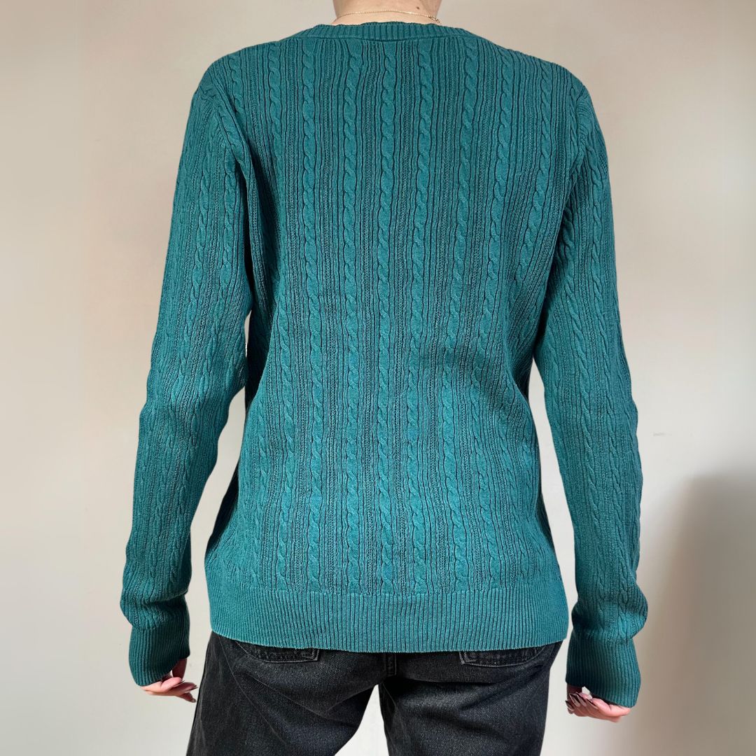 Cable Knit Turquoise Jumper UK14