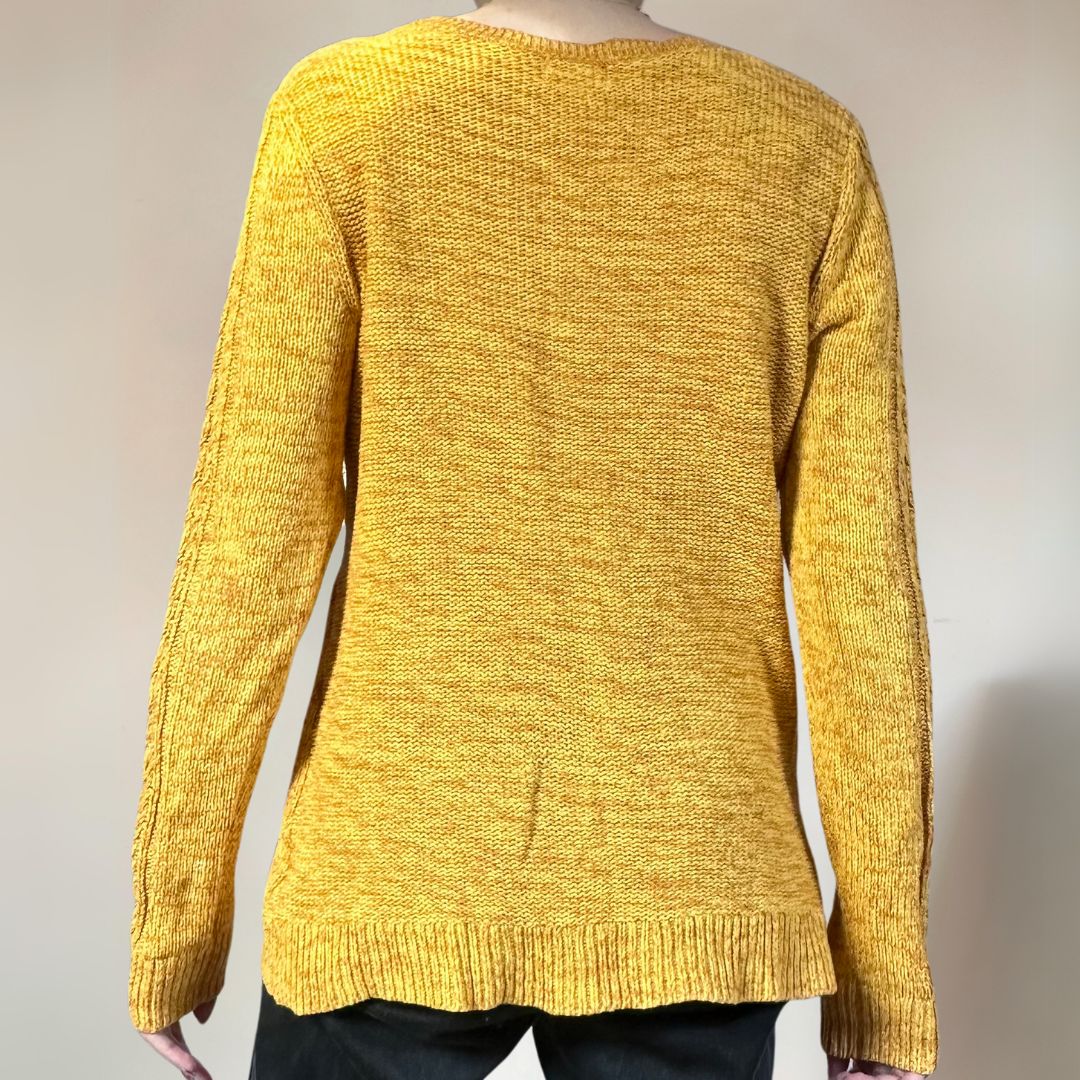 Cable Knit Yellow Jumper UK14