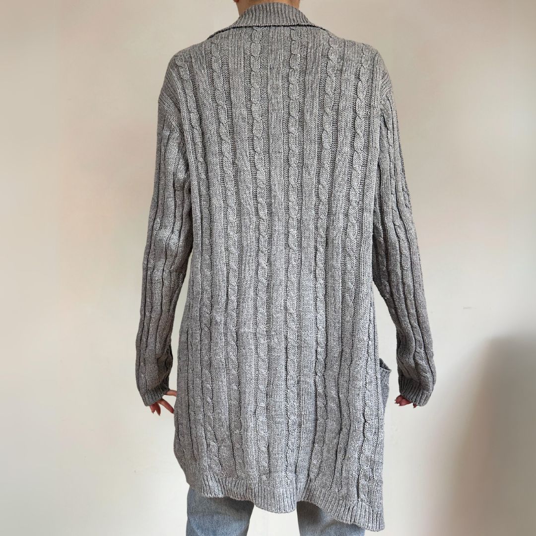 Long Grey Cardigan UK12