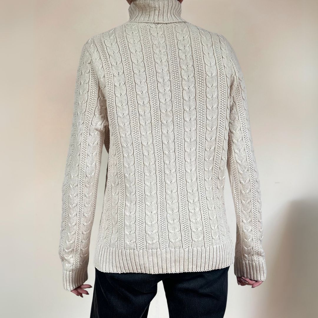 Cable Knit Cream Vintage Jumper UK12