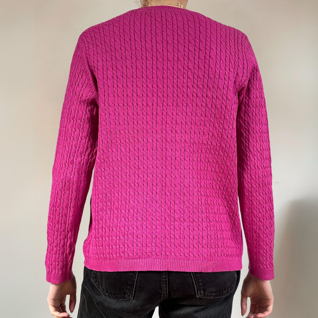 Cable Knit Pink Vintage Jumper UK16