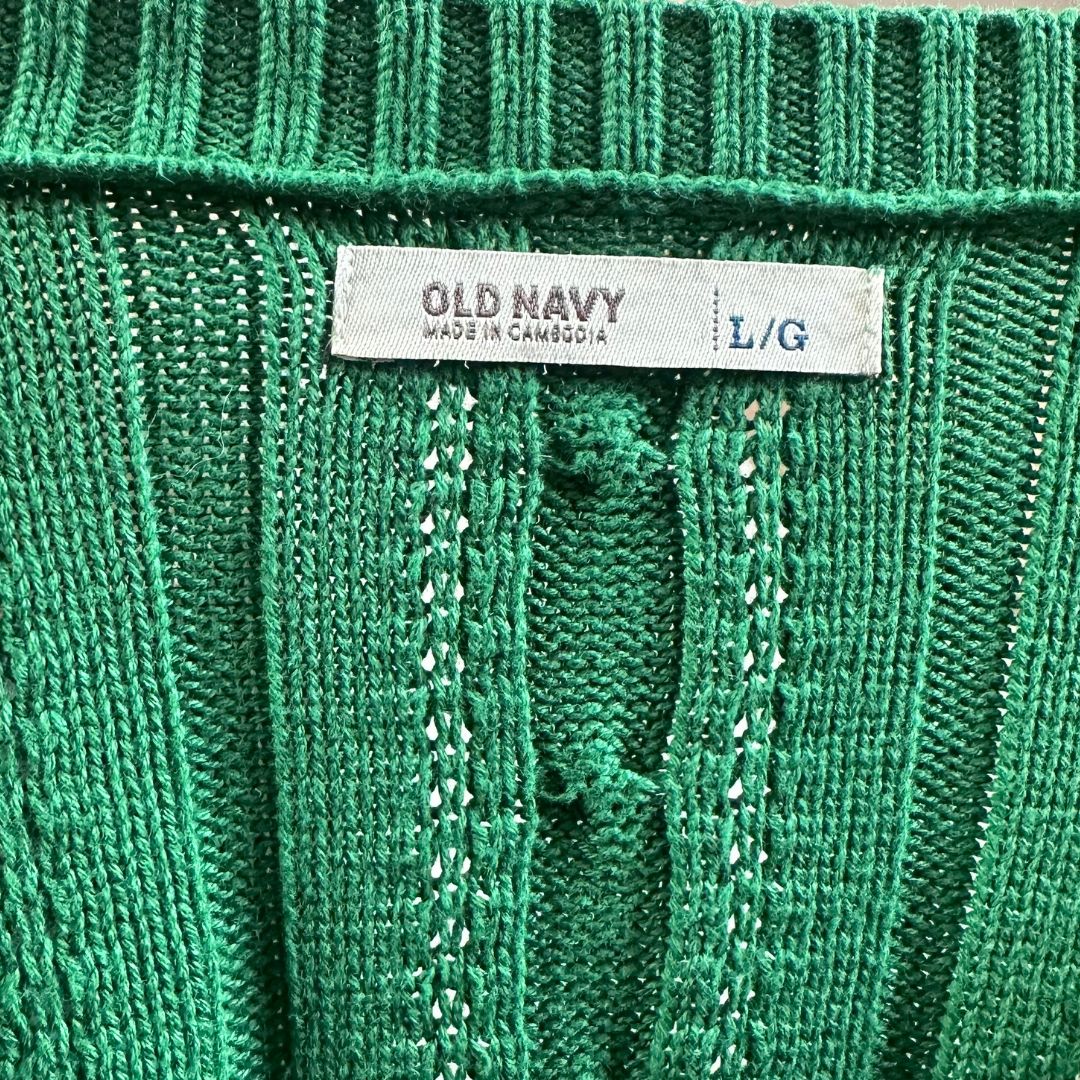 Cable Knit Green Vintage Jumper UK12